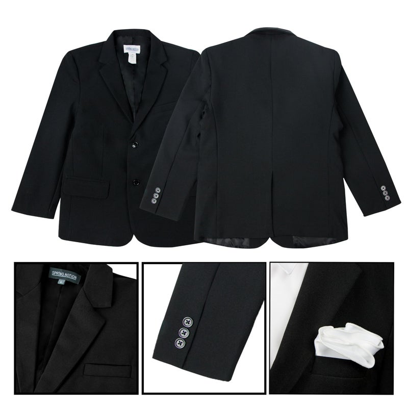 Spring Notion Big Boys' Modern Fit Black Suit Set 10 - Image 5